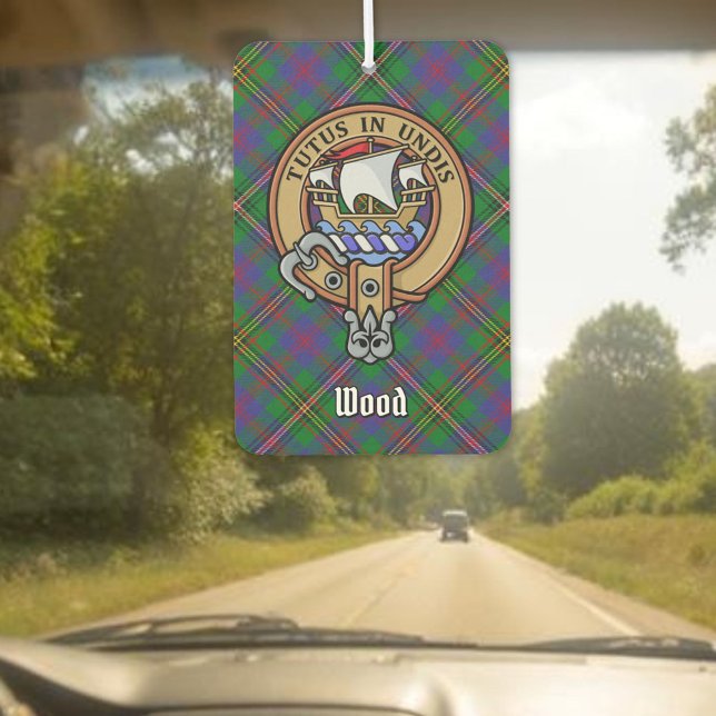 Clan Wood Crest over Tartan Car Air Freshener (Creator Uploaded)