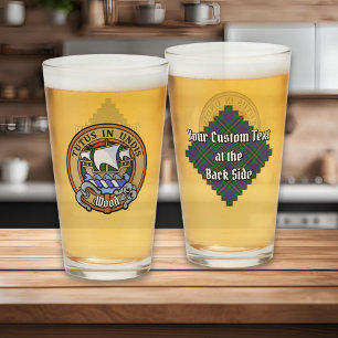 Clan Wood Crest over Tartan Glass