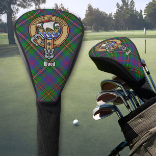 Clan Wood Crest over Tartan Golf Head Cover