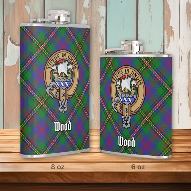 Clan Wood Crest over Tartan Hip Flask (Creator Uploaded)