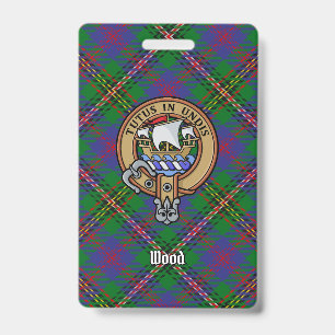 Clan Wood Crest over Tartan ID Badge