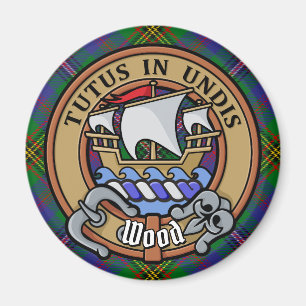 Clan Wood Crest over Tartan Magnet