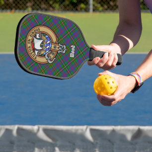 Clan Wood Crest over Tartan Pickleball Paddle