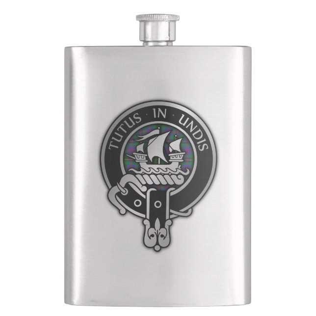 Clan Wood Crest & Tartan Flask (Front)
