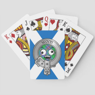 Clan Wood Crest & Tartan on Saltire Playing Cards