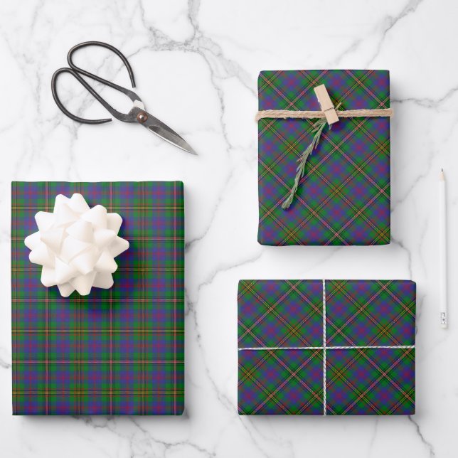 Clan Wood Tartan Wrapping Paper Sheet (Front)