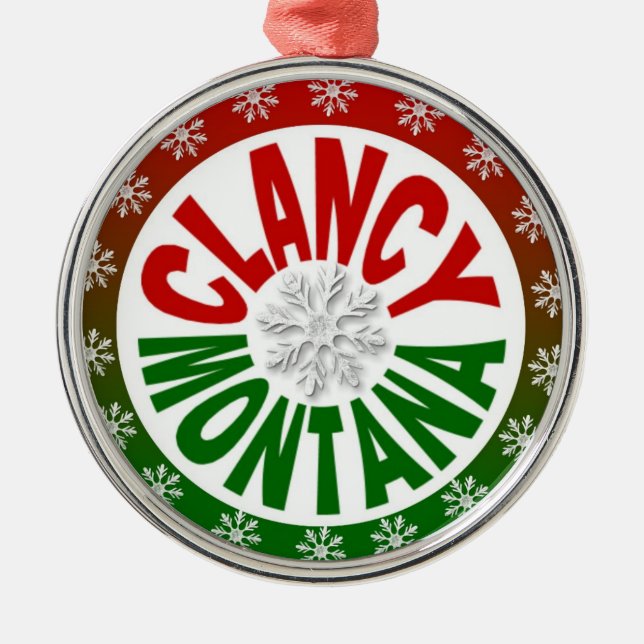 Clancy Montana red green snowflake ornament (Front)