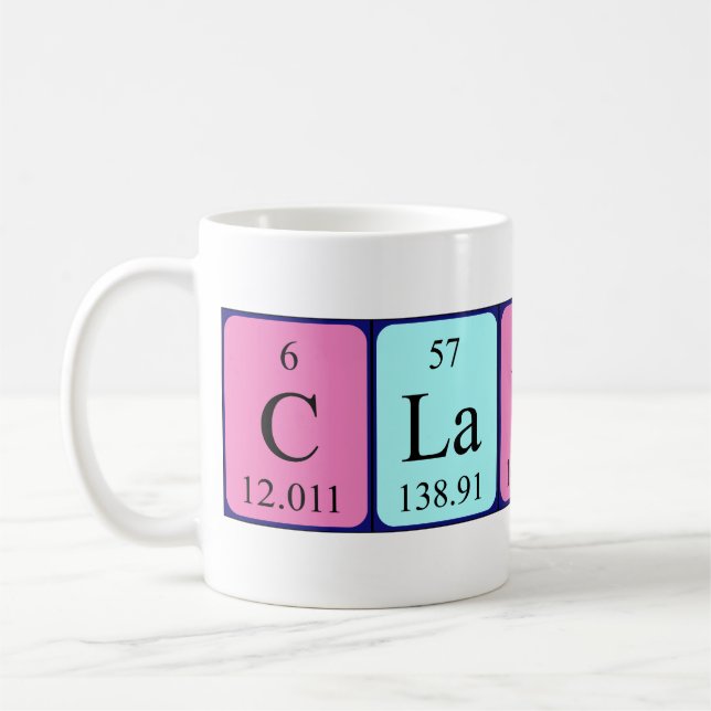 Clancy periodic table name mug (Left)