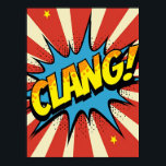 CLANG! Pop Art Echo Poster<br><div class="desc">Bring the raw energy of a comic book panel to life on your wall with this dynamic Pop Art poster. The artwork tells a story of pure impact, transforming the sharp sound of "CLANG!" into a powerful visual experience. What makes it special is its homage to iconic comic art, featuring...</div>
