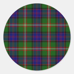 Clanranald tartan blue green plaid classic round sticker