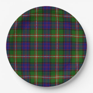 Clanranald tartan blue green plaid paper plate