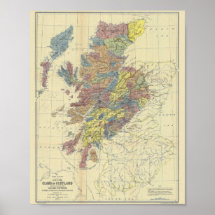 Clans Of Scotland Historical Map Clan Locations Poster