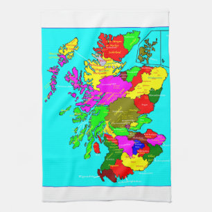 Clans of Scotland Map Tea Towel