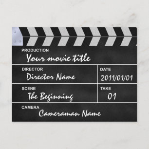 clap cinéma postcard