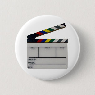 Clapboard movie filmmaker slate 6 cm round badge
