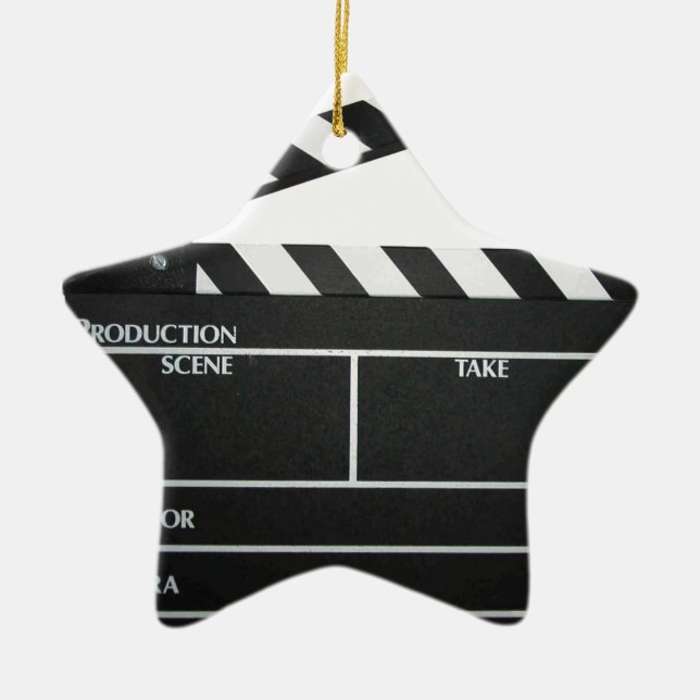 Clapboard movie slate clapper film ceramic tree decoration (Front)