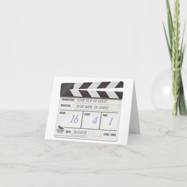 CLAPPER BOARD note card - add your own text (Front)