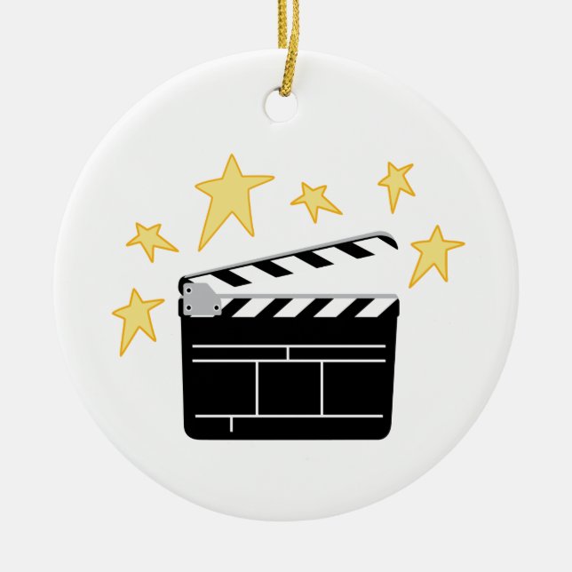 Clapperboard Ceramic Tree Decoration (Front)