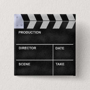 clapperboard cinema 15 cm square badge