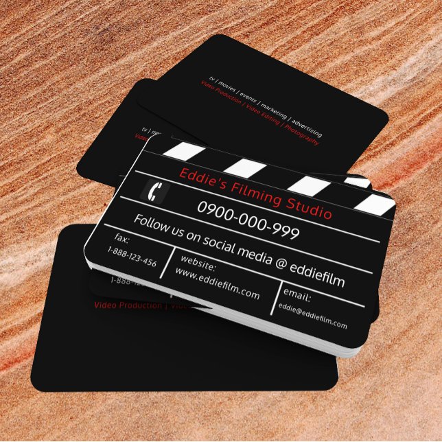 Clapperboard Film & Video Movie Slate Business Card (Creator Uploaded)