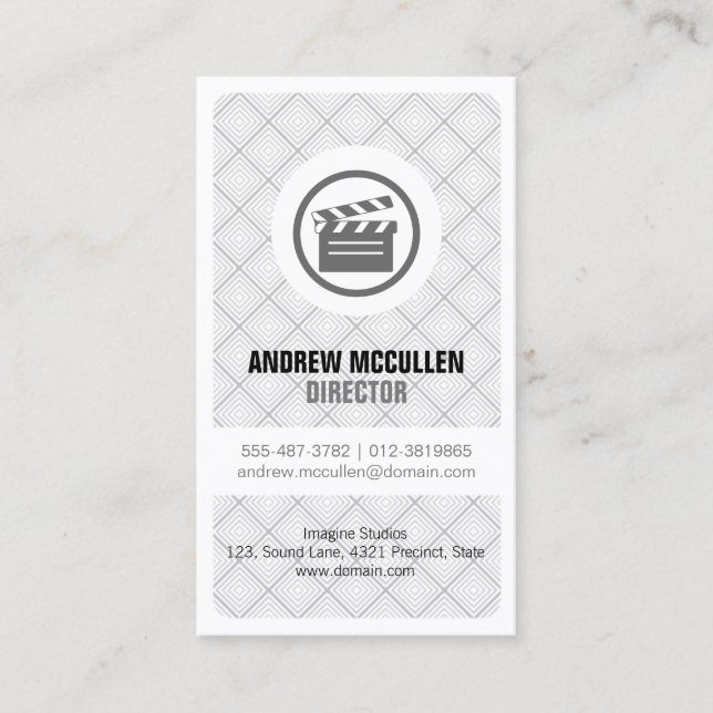 Clapperboard Icon Film Director Visual Arts Business Card (Front)