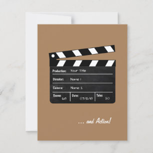 Clapperboard with customisable text invitation