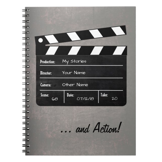 Clapperboard with Your Text! Spiral Notebook (Front)