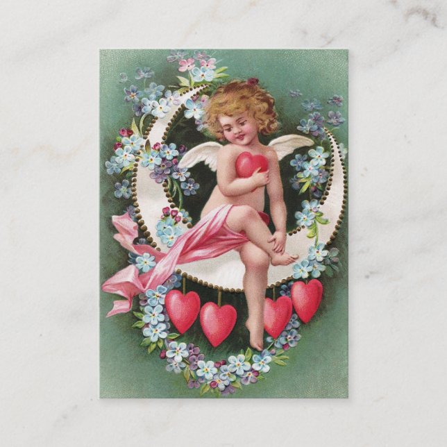 Clapsaddle: Cherub on a Sickle Moon 1 Business Card (Front)