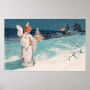 Clapsaddle: Christmas Angel with Bell Poster
