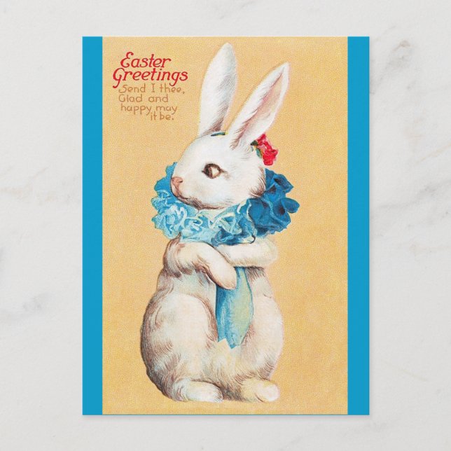 Clapsaddle: Easter Bunny Girl with Ruff Holiday Postcard (Front)
