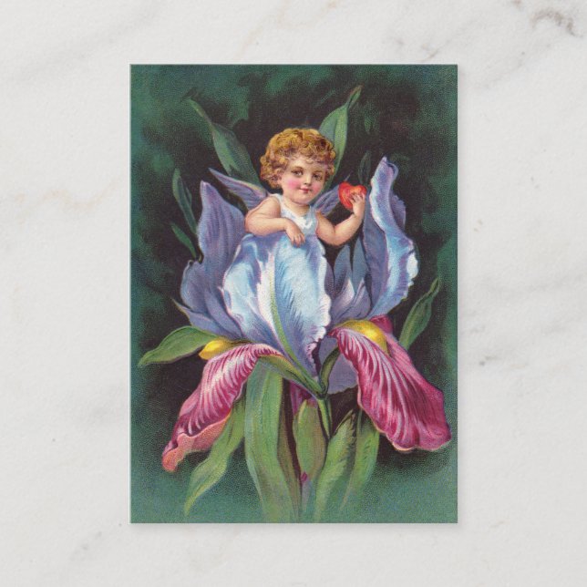 Clapsaddle: Flower Cherub Iris Business Card (Front)