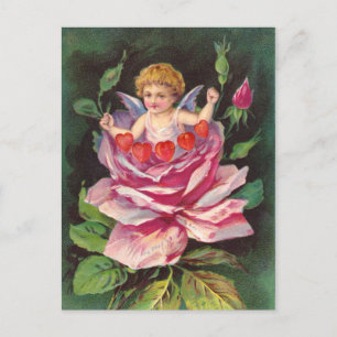 Clapsaddle: Flower Cherub Rose Postcard