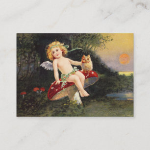 Clapsaddle: Little Cherub on Mushroom Business Card