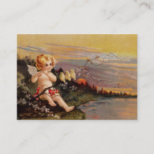Clapsaddle: Little Cherub with Flute and Birds Business Card