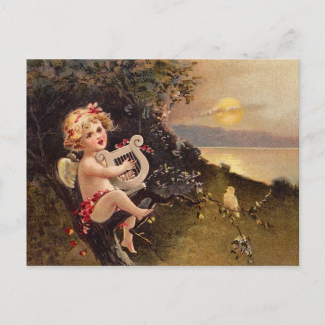 Clapsaddle: Little Cherub with Harp Postcard (Front)