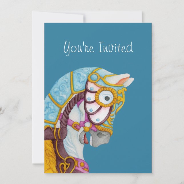 Clara Carousel Horse Invitation (Front)