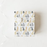 CLARA modern Christmas tree wrapping paper holiday<br><div class="desc">The CLARA holiday wrapping paper features gold and blue tones set on modern Christmas trees</div>