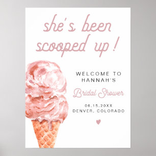 CLARA Retro Ice Cream Blush Bridal Shower Welcome Poster