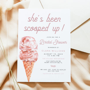 CLARA Retro Ice Cream Blush Pink Bridal Shower Inv Invitation