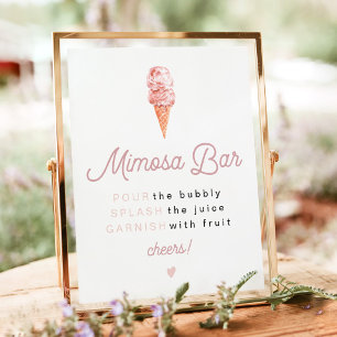 CLARA Retro Ice Cream Bridal Shower Mimosa Bar  Po Poster