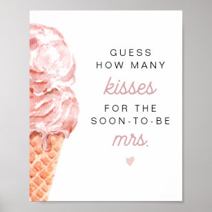 CLARA Retro Ice Cream Guess How Many Kisses  Poste Poster