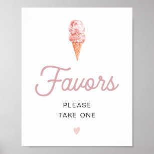 CLARA Retro Pink Ice Cream Wedding Party Favours P Poster