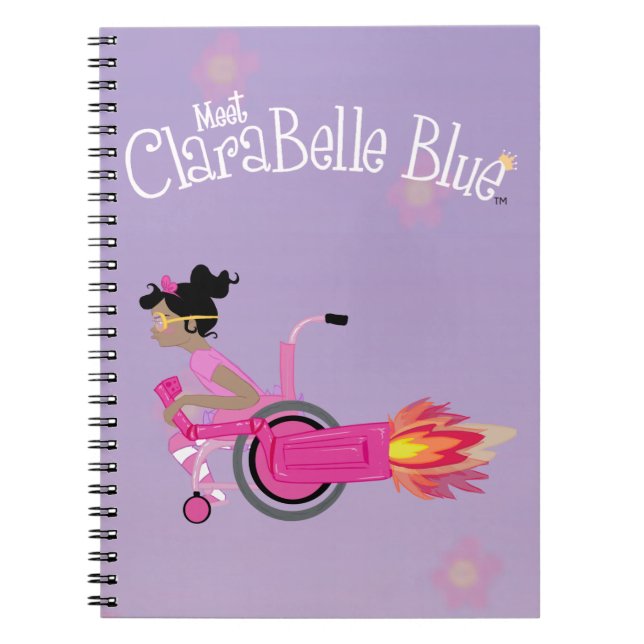 ClaraBelle Blue Spiral Notebook - FLORAL BKGRD (Front)