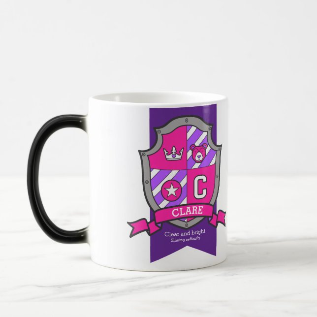 Clare letter C crest pink bear name meaning Magic Mug (Left)