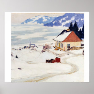 Clarence Gagnon La Carriole rouge Poster