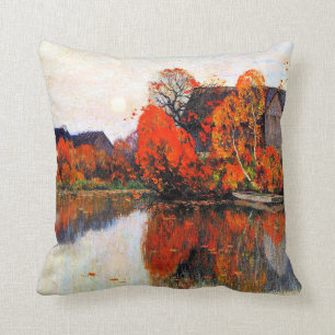 Clarence Gagnon painting, The Pond in October Cushion