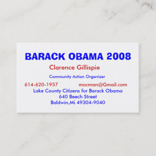 Clarence Gillispie, Community Action Organiser,... Business Card