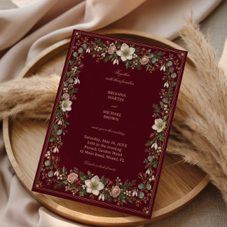 Claret Garden With Champagne Tracery Invitation