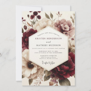 Claret Moody Bloom Wedding Invitation