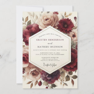 Claret Romantic Bloom Wedding Invitation